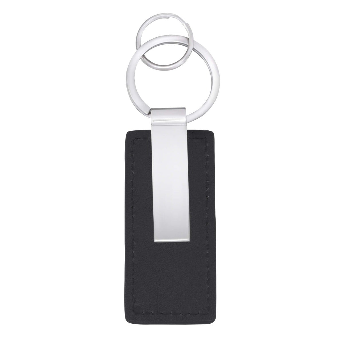 Fred Bennett Black Leather Key Chain with Engravable Tag Y2625