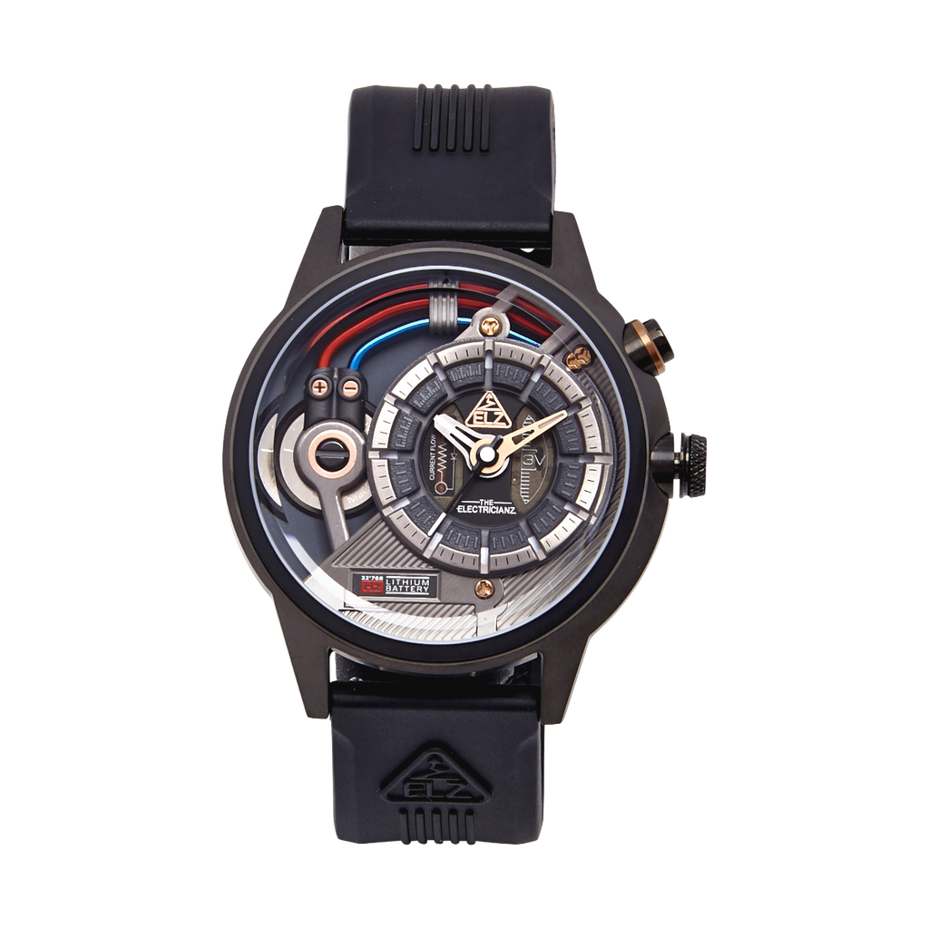 The Electricianz SteelZ DARK Z Mens Watch with Black Rubber Strap ZZ-A3C/05