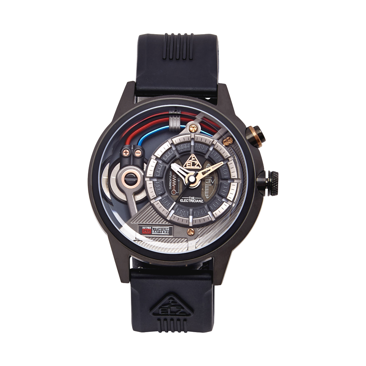 The Electricianz SteelZ DARK Z Mens Watch with Black Rubber Strap ZZ-A3C/05