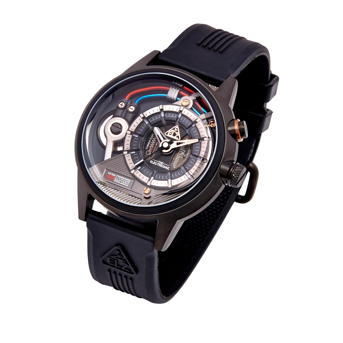The Electricianz SteelZ DARK Z Mens Watch with Black Rubber Strap ZZ-A3C/05